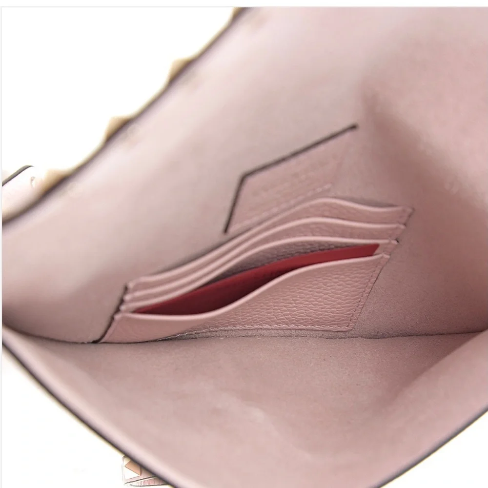 Valentino Pink Rockstud Leather Wristlet Clutch